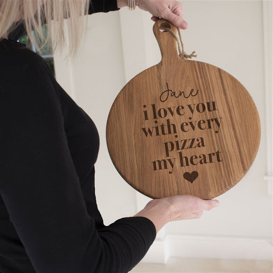 Personalised Engraved I Love You With Every Pizza My Heart Board