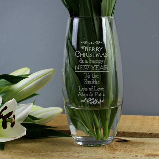 Personalised Christmas Bullet Glass Vase