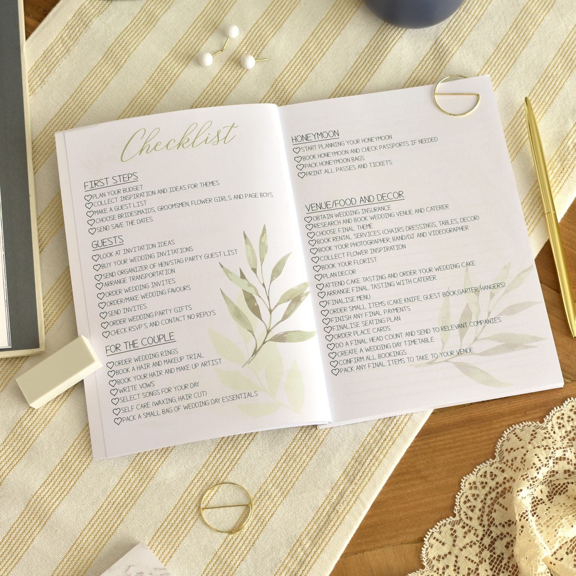 Personalised Foliage Wedding Planner Book