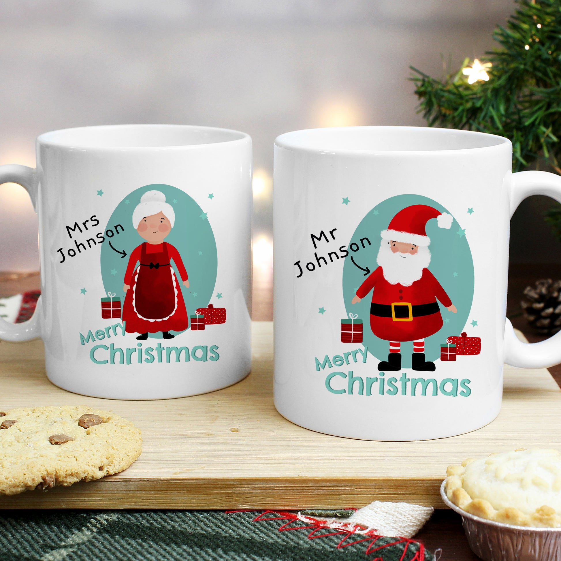 Personalised Mr & Mrs Claus Christmas Mug Set