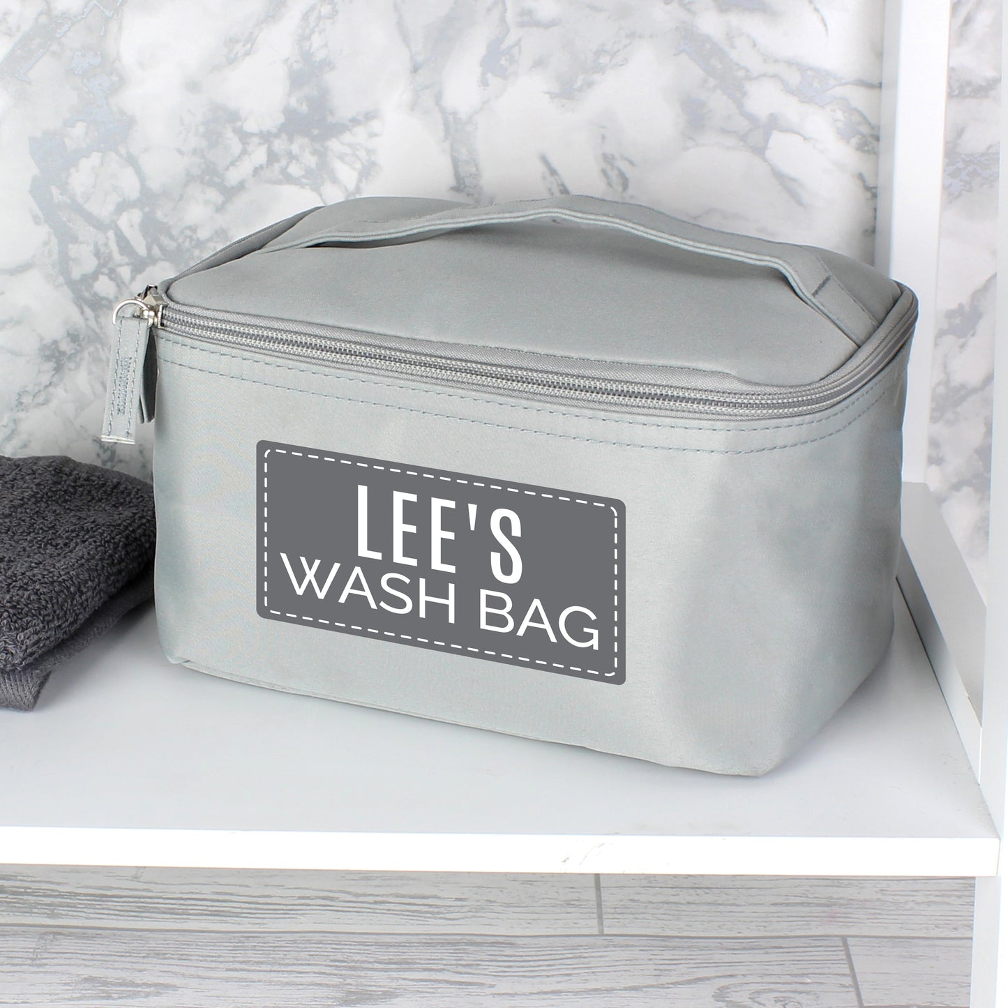 Personalised Classic Grey Wash Bag