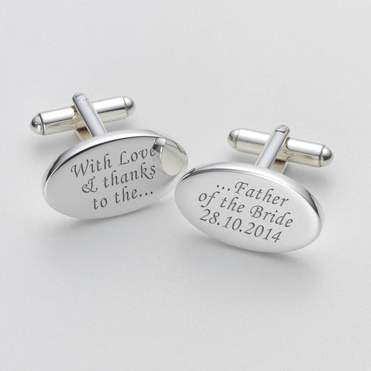 Personalised With Love & Thanks Father of the Bride Oval Cufflinks