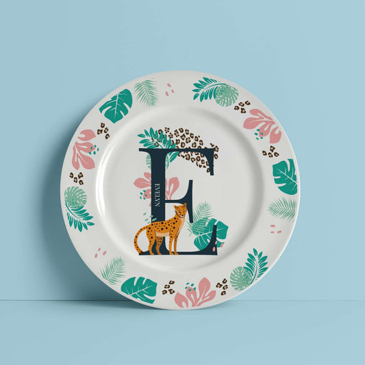 Personalised Leopard Initial 10″ Rimmed Plate