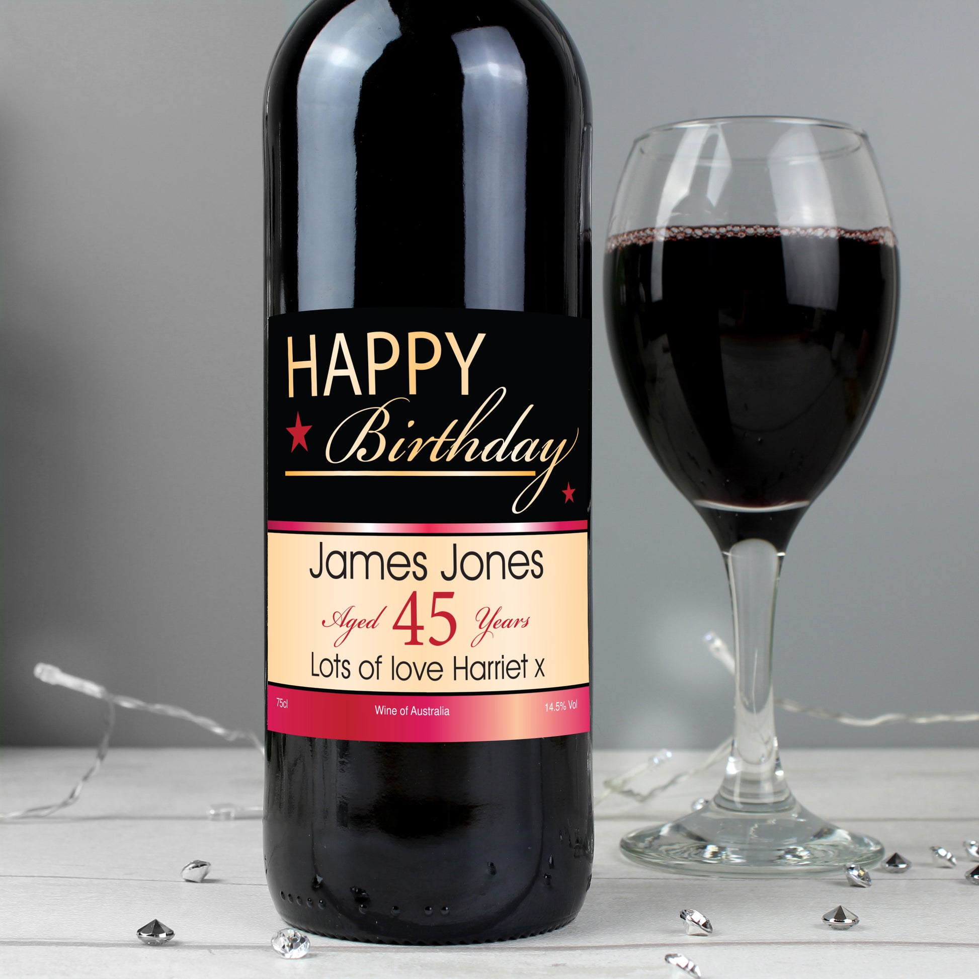 Personalised Happy Birthday Age Red Wine Bottle