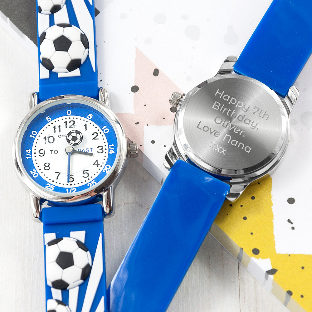 Personalised Kids Blue Football Watch