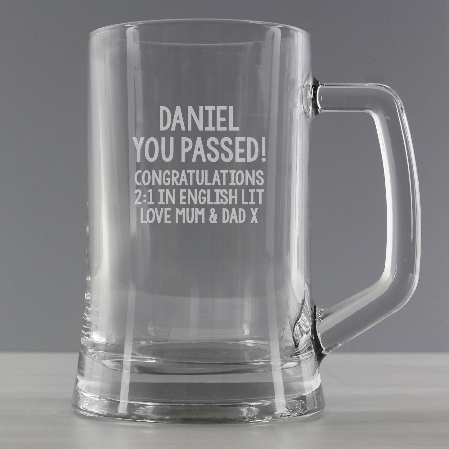 Personalised Free Text Pint Stern Tankard Glass | Gifts For Him