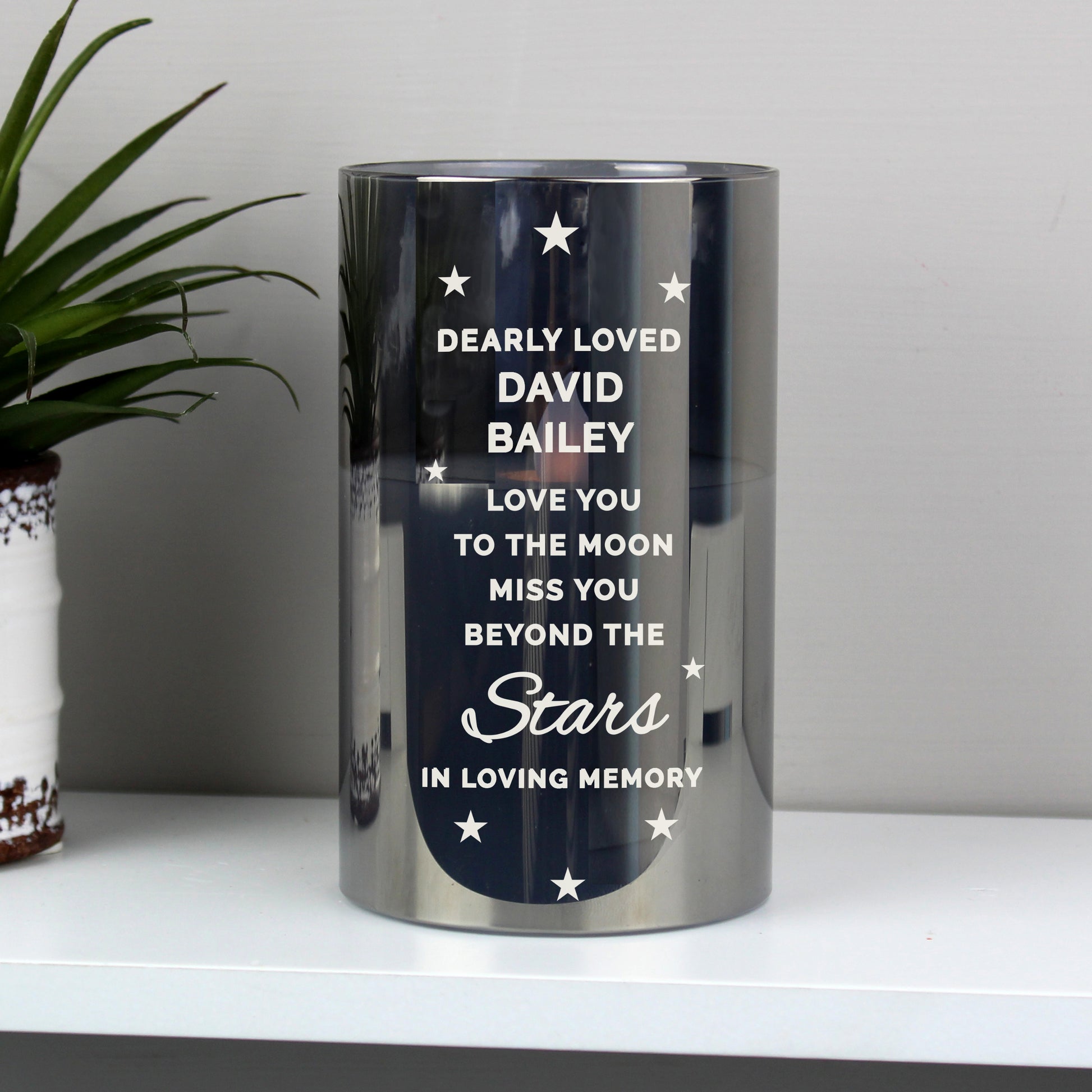 Personalised Miss You Beyond The Stars Memorial LED Candle