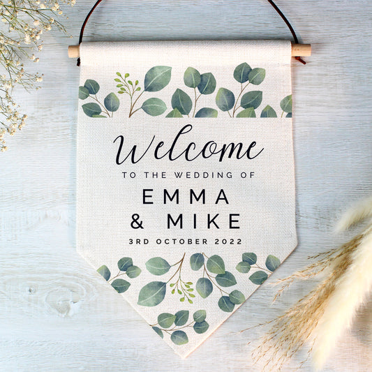 Personalised Welcome To The Wedding Of Hanging Banner Sign