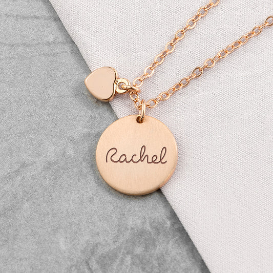 Personalised Island Inspired Name Heart and Disc Necklace