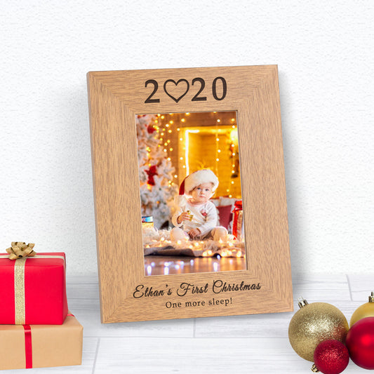 Personalised Baby’s First Christmas Wooden Photo Frame