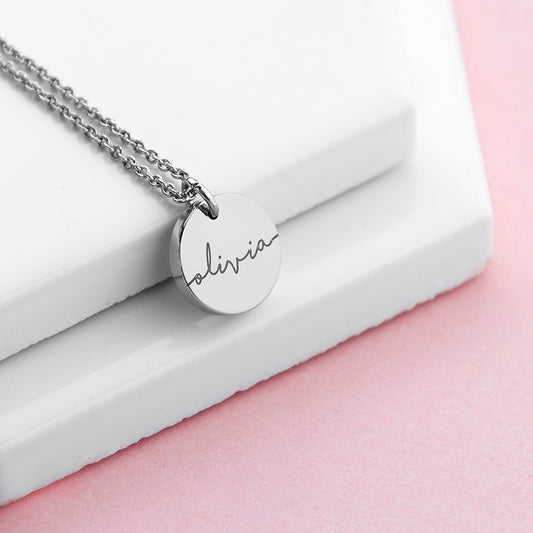Personalised Disc Necklace - Sterling Silver Plating