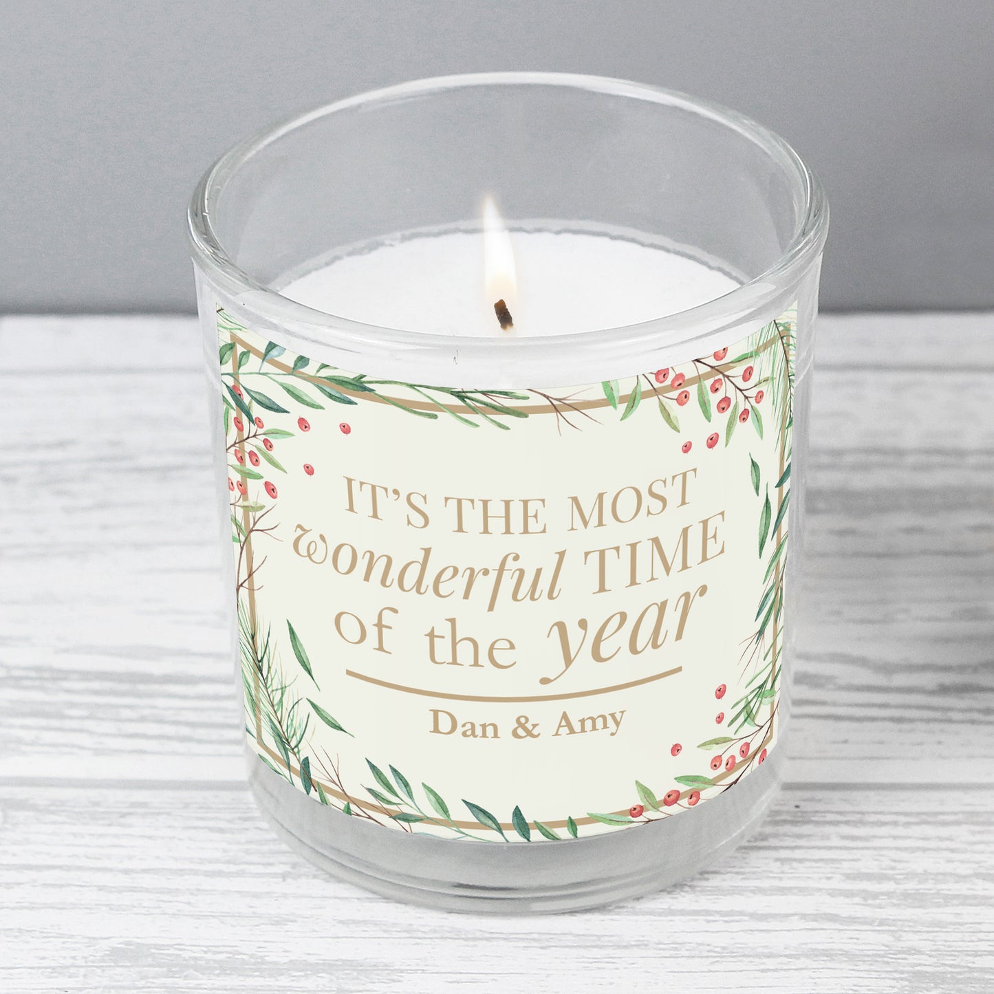 Personalised Wonderful Time of The Year Christmas Scented Jar Candle