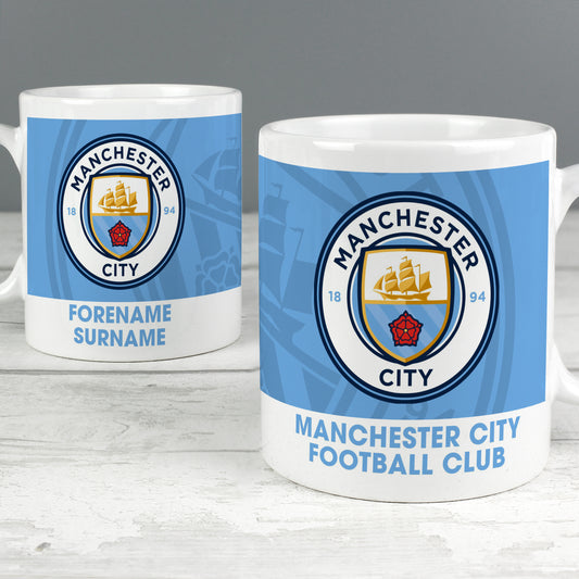 Manchester City FC Bold Crest Personalised Mug