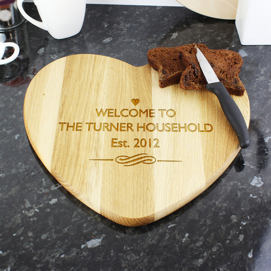 Personalised Free Text Heart Chopping Board