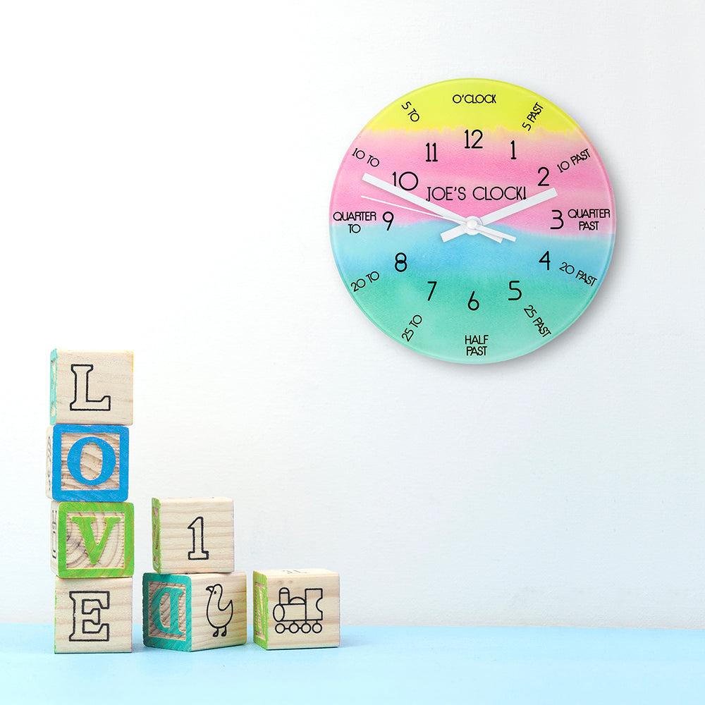 Personalised Children's Tell The Time Wall Clock