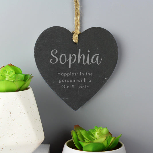 Personalised Free Text Slate Heart Sign