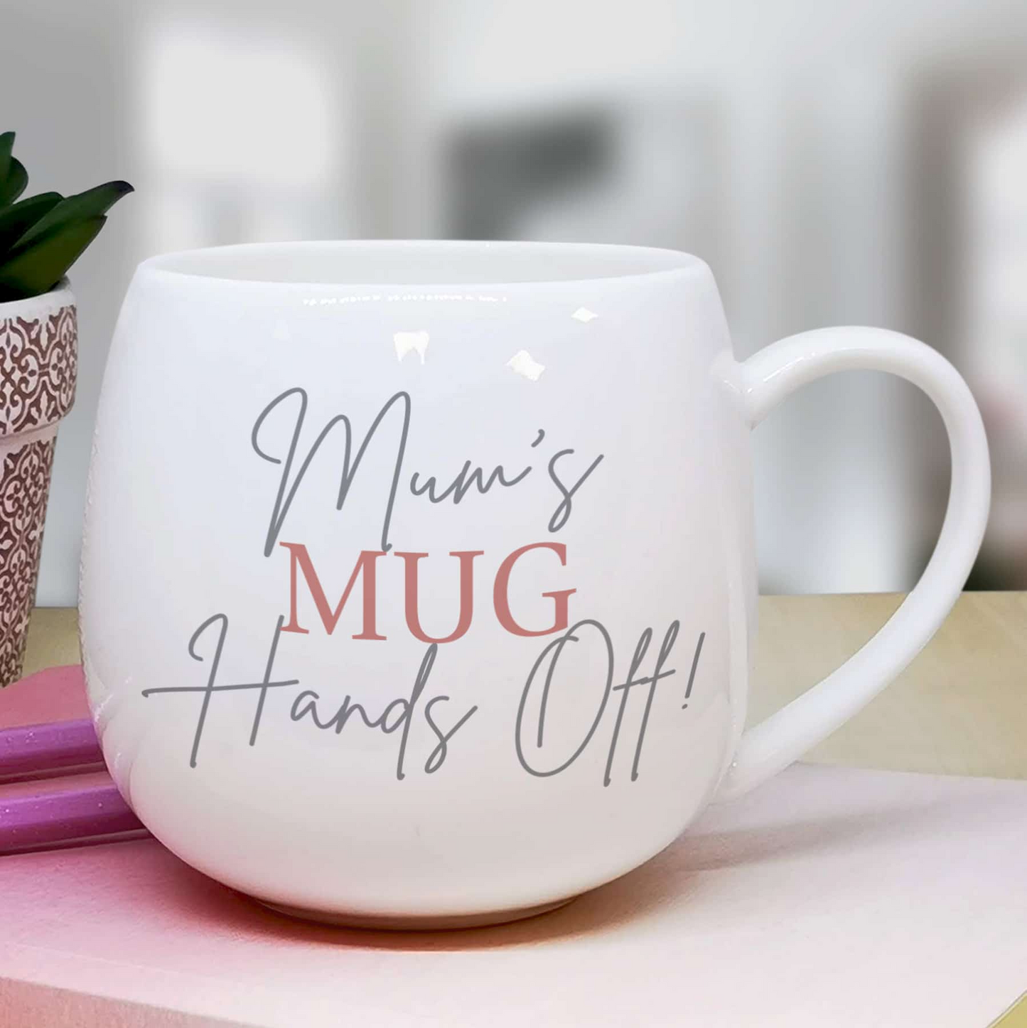 Personalised Grey & Blush Hug Mug