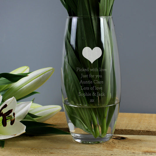 Personalised Heart Bullet Glass Vase