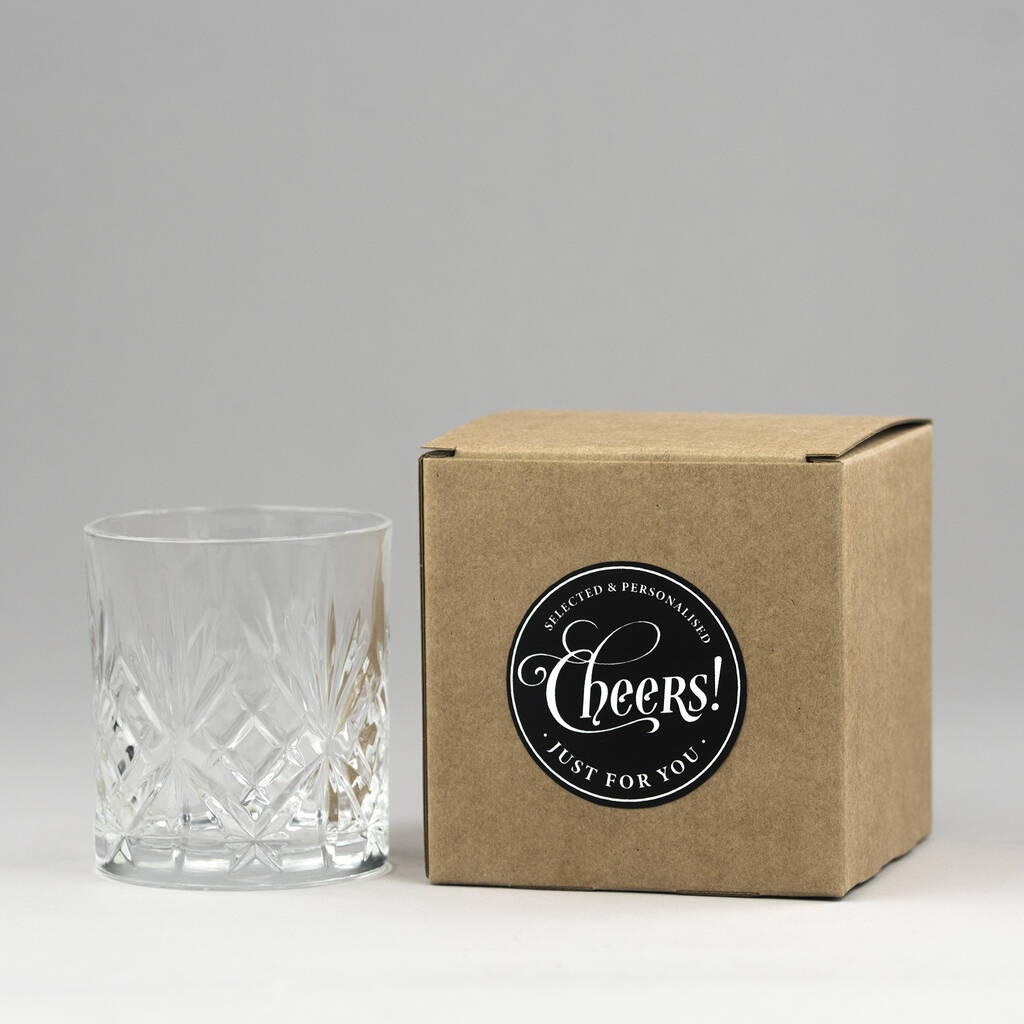 Engraved Crystal Cut Whisky Tumbler Glass