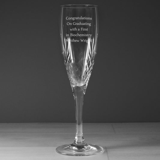Personalised Cut Crystal Champagne Flute Glass
