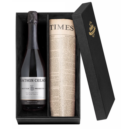 Personalised Contemporary Prosecco & Original Newspaper Set - PCS Cufflinks & Gifts