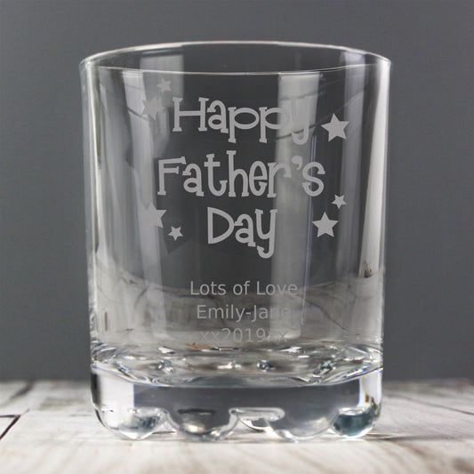 Personalised Happy Father's Day Stars Tumbler Glass