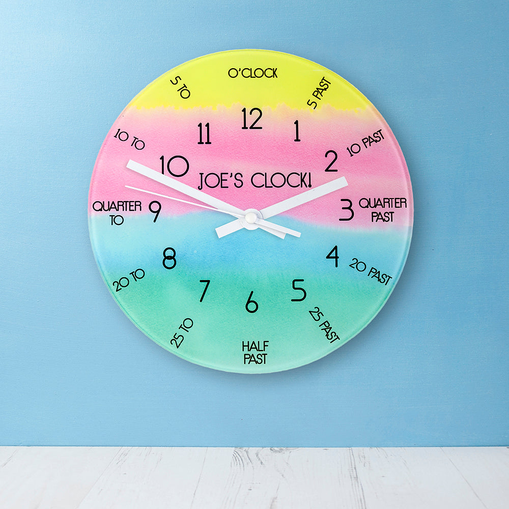 Personalised Children's Tell The Time Wall Clock