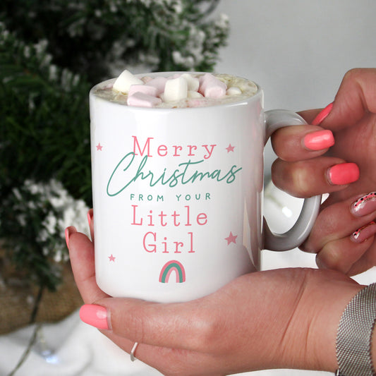 Personalised Merry Christmas From Your Little Girl Mug