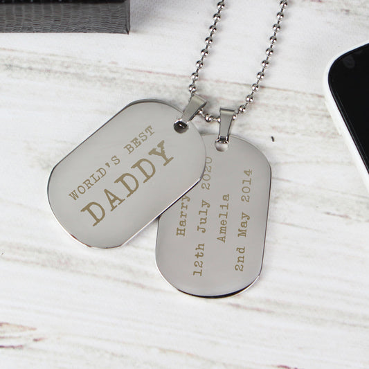 Personalised Free Text Steel Double Dog Tag Necklace | Gifts For Him
