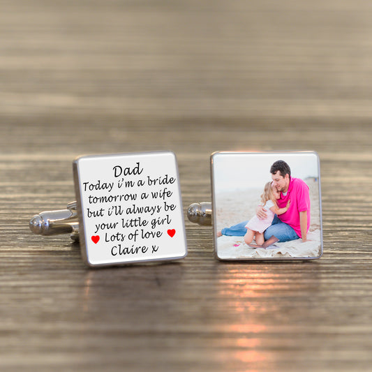 Personalised Dad Always Be Your Little Photo Cufflinks