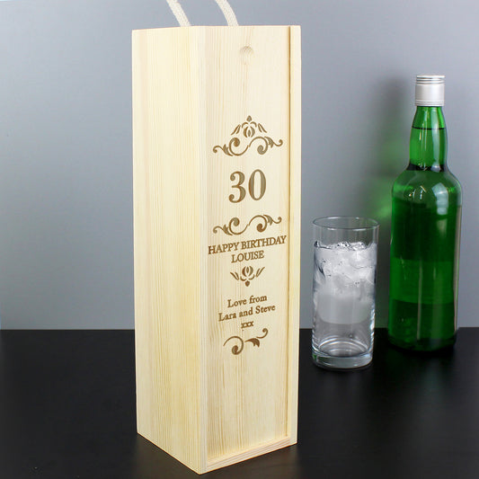 Personalised Birthday Anniversary Wooden Wine Bottle Box