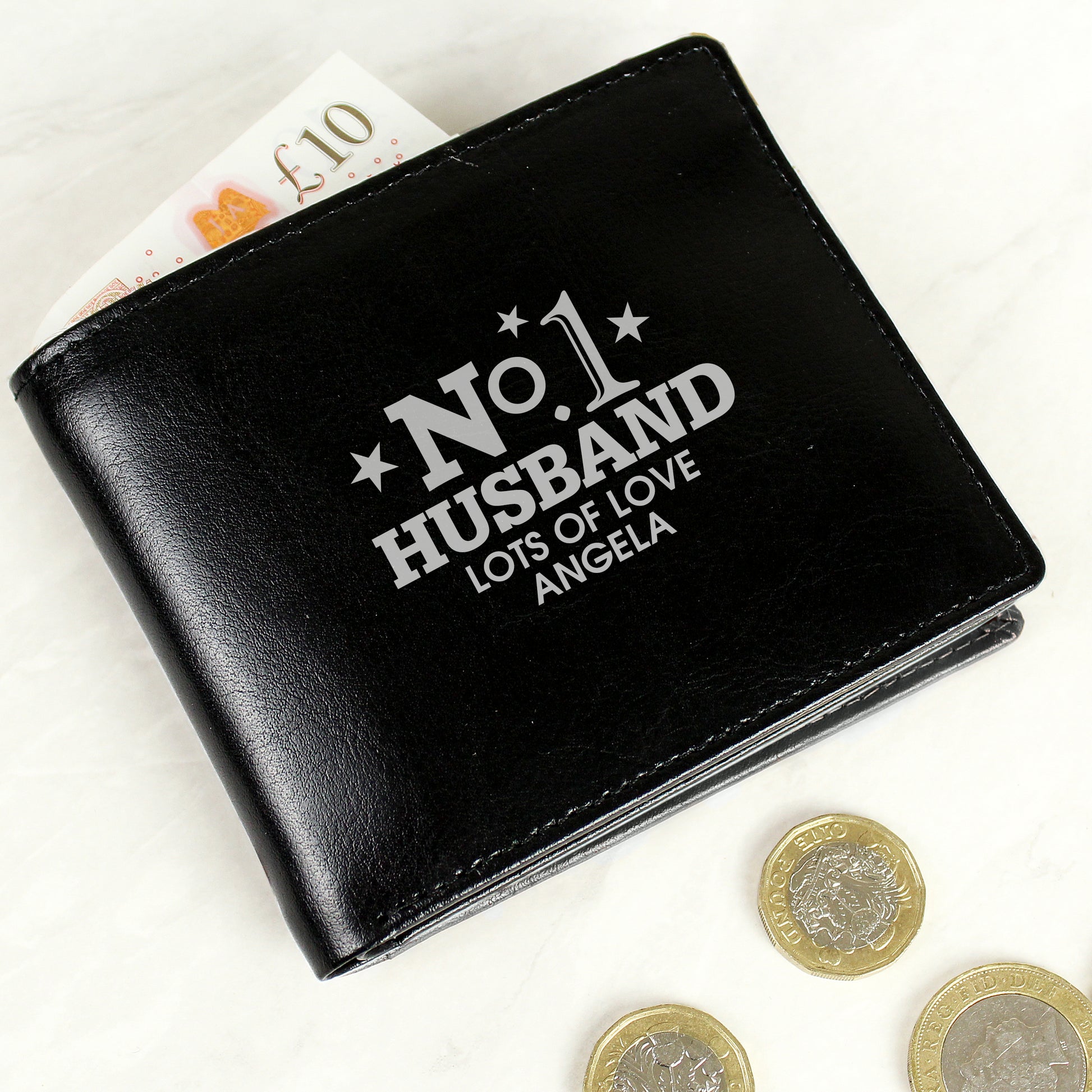 Personalised No.1 Dad - Grandad - Husband Leather Wallet