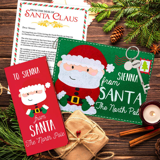 Personalised Santa Key, Chocolate Bar and Envelope Gift Set
