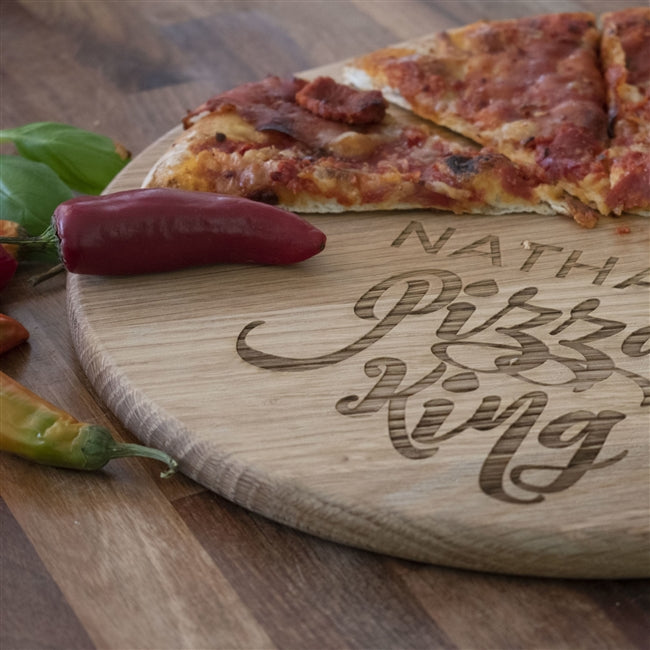 Personalised Engraved 'Pizza King' Acacia Wood Pizza Board