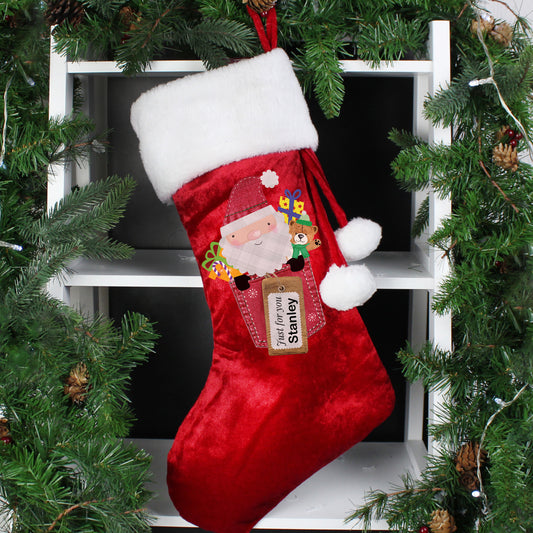 Personalised Santa Claus Luxury Red Christmas Stocking