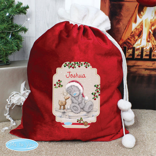 Luxury Personalised Me To You Reindeer Pom Pom Red Sack