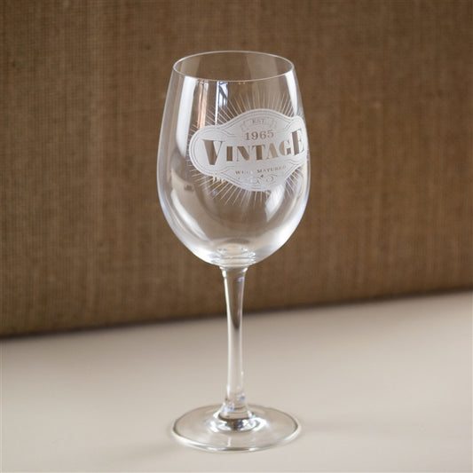 Engraved Birthday Milestone Vintage Crystal Wine Glass