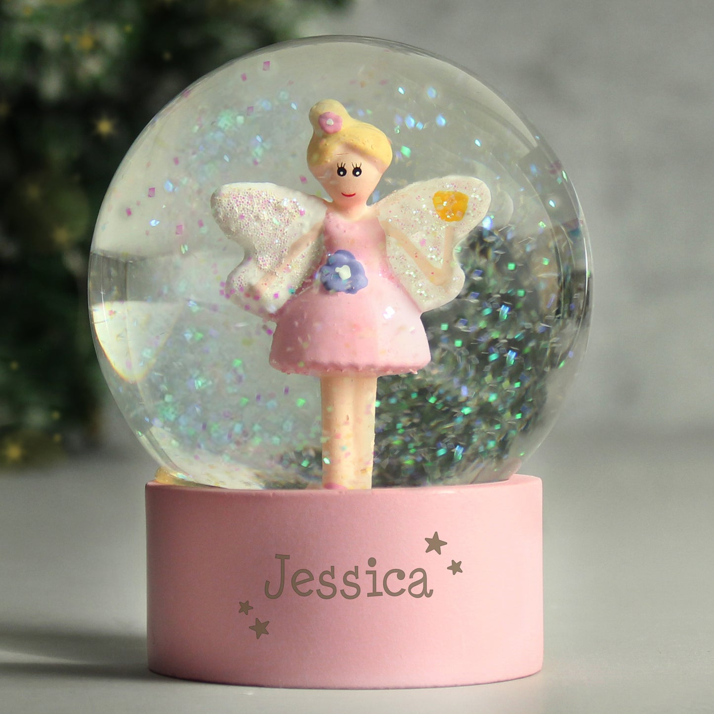 Personalised Fairy Glitter Snow Globe - Any Name