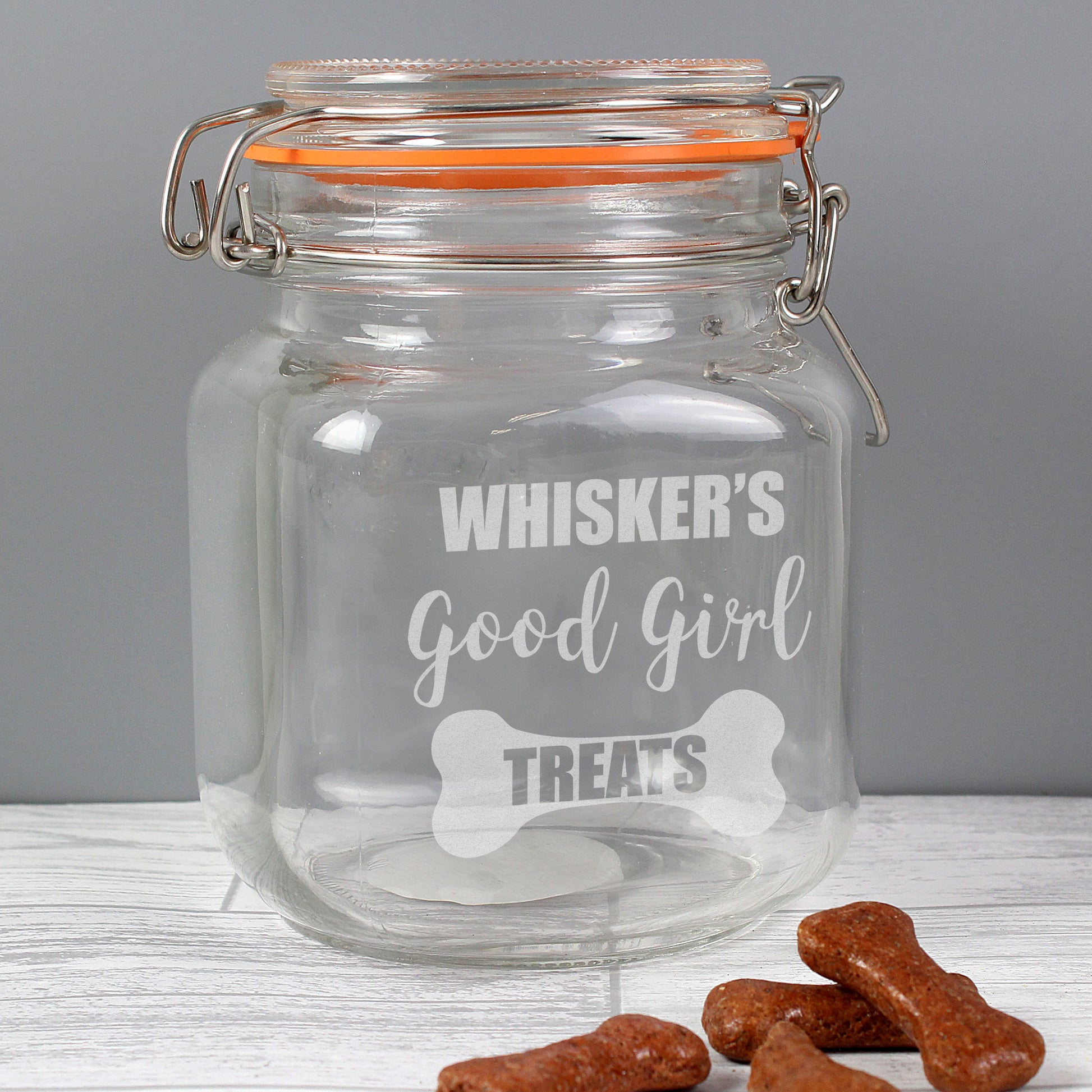 Personalised Good Girl Pet Treats Glass Kilner Jar