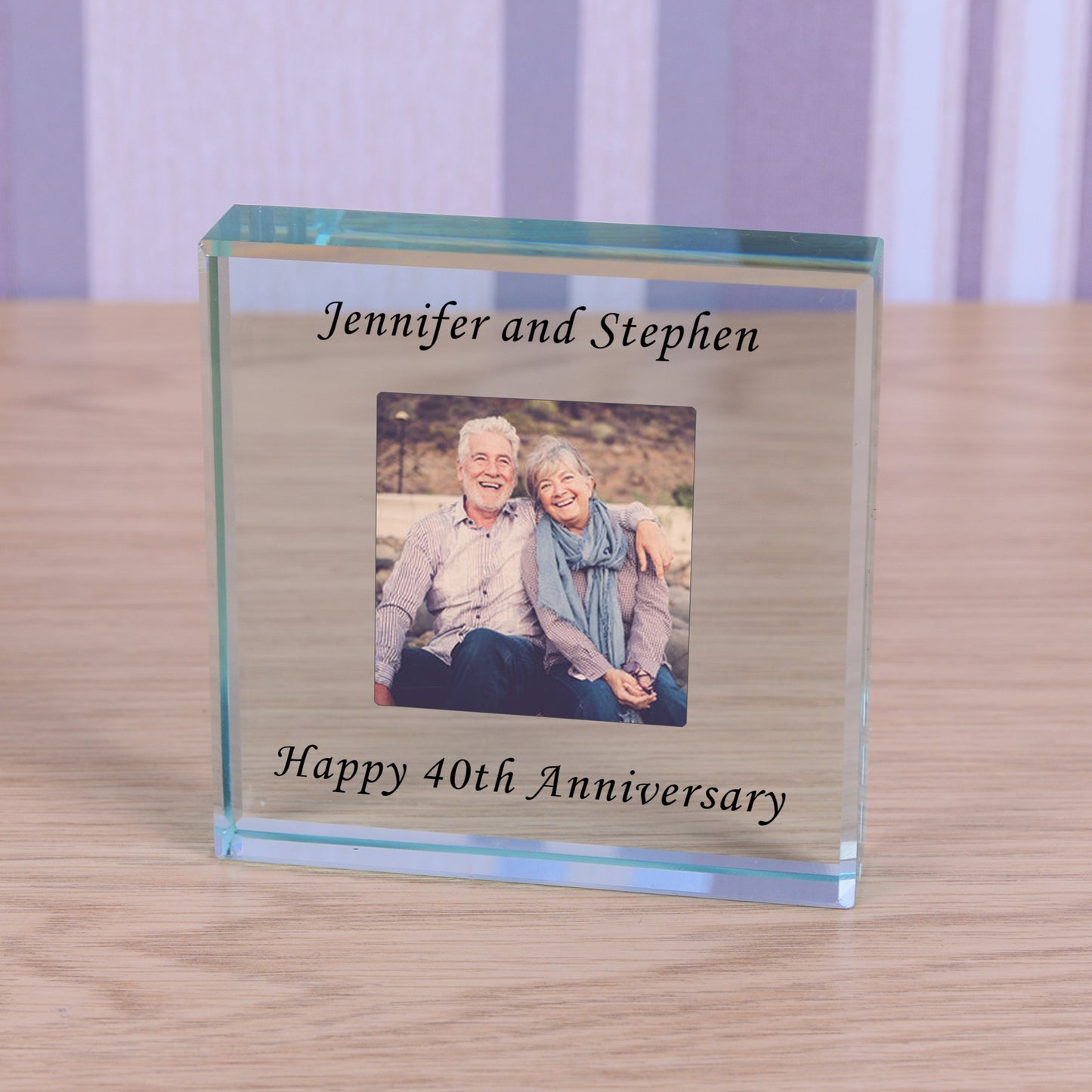 Personalised Glass Token Block - Photo With Message