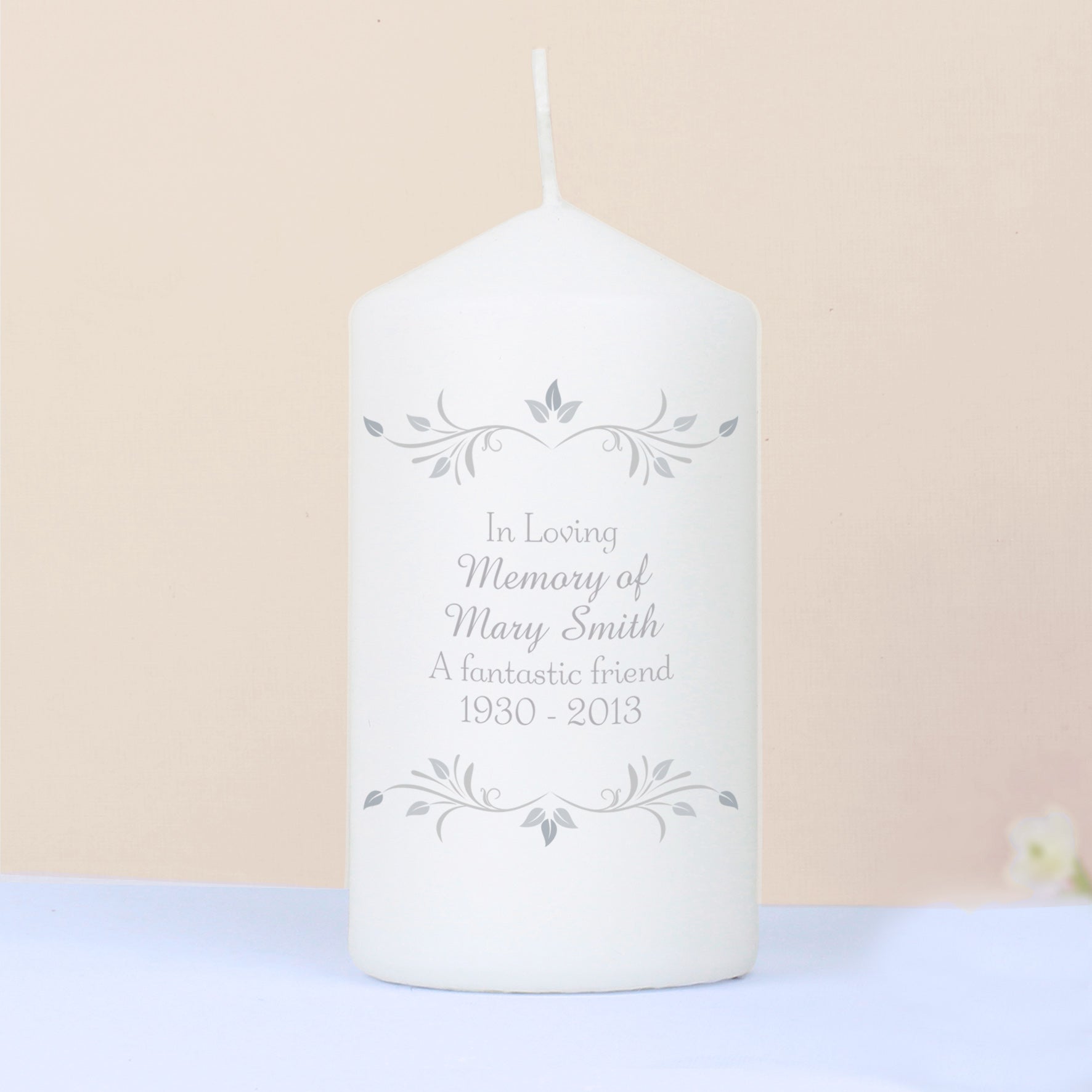 Personalised Sentiments Pillar Candle