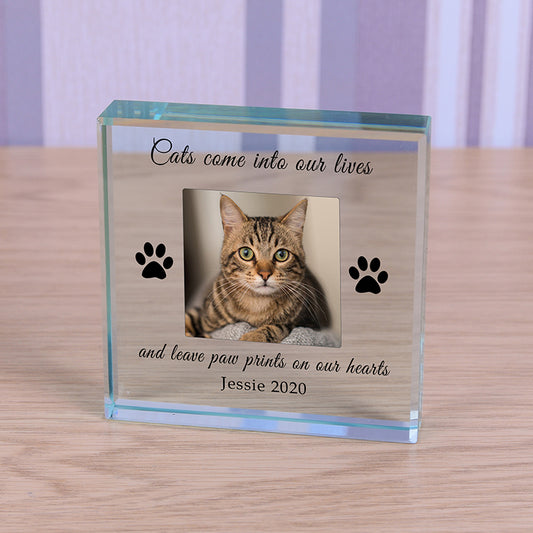 Personalised Photo Cat Memorial Token Keepsake - Paw Prints
