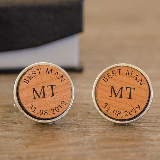 Personalised Wedding Party Wooden Cufflinks
