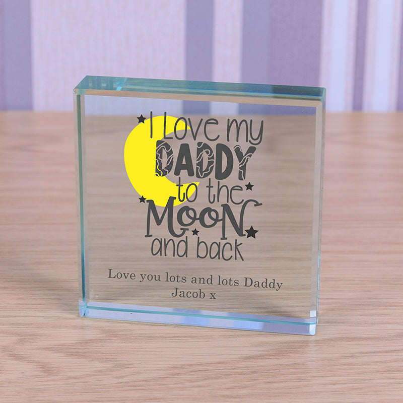 Personalised I Love My Daddy To The Moon and Back Glass Token