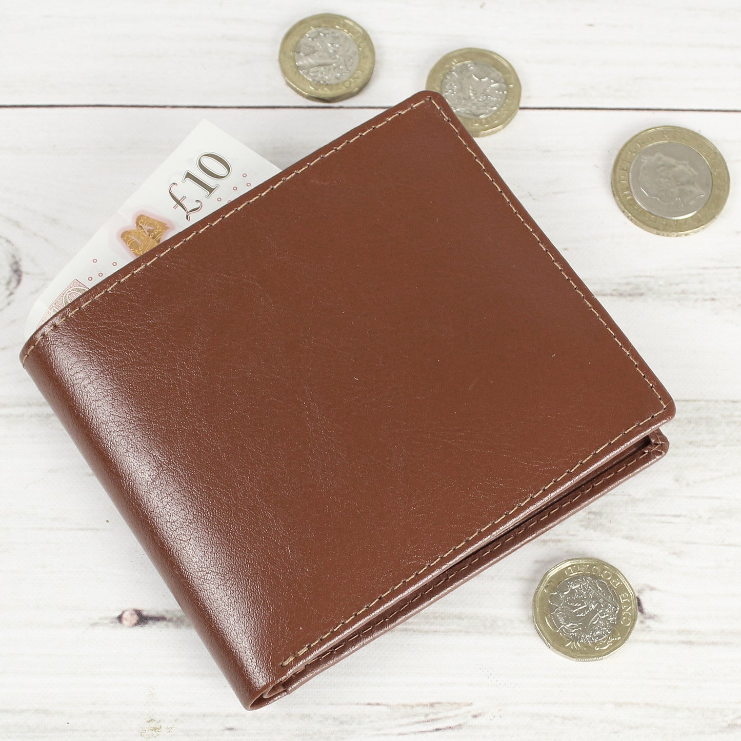 Personalised Free Text Tan Leather Wallet | Gifts For Him