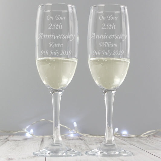 Personalised Celebration Pair of Flute Glasses with Gift Box