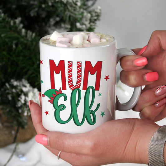 Personalised Mum Elf Christmas Mug