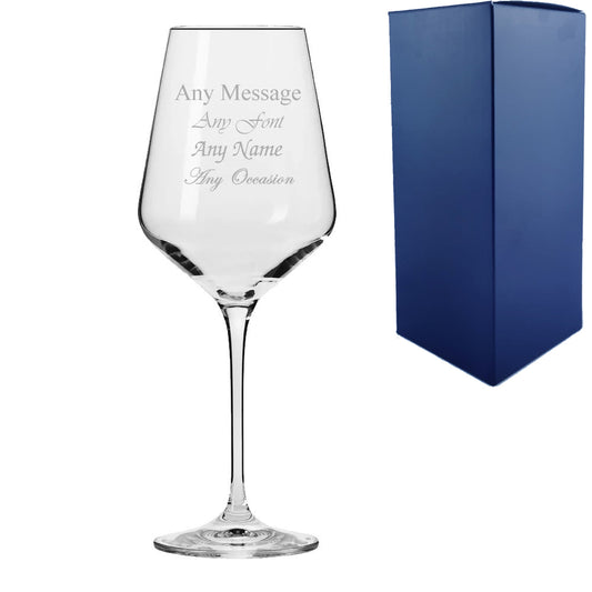 Personalised Engraved Crystal Wine glass With Gift Box