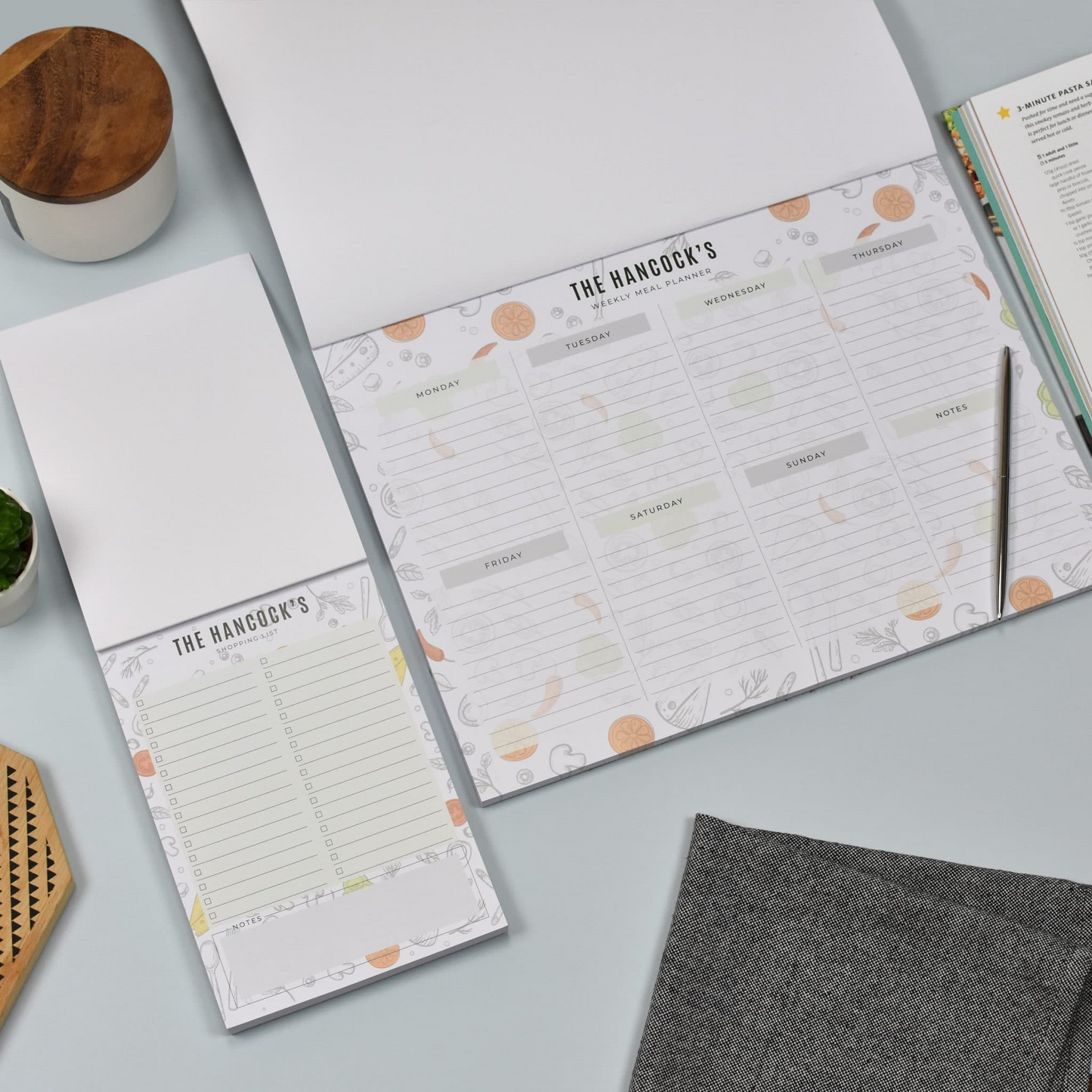 Personalised Meal Planner & Shopping List Set