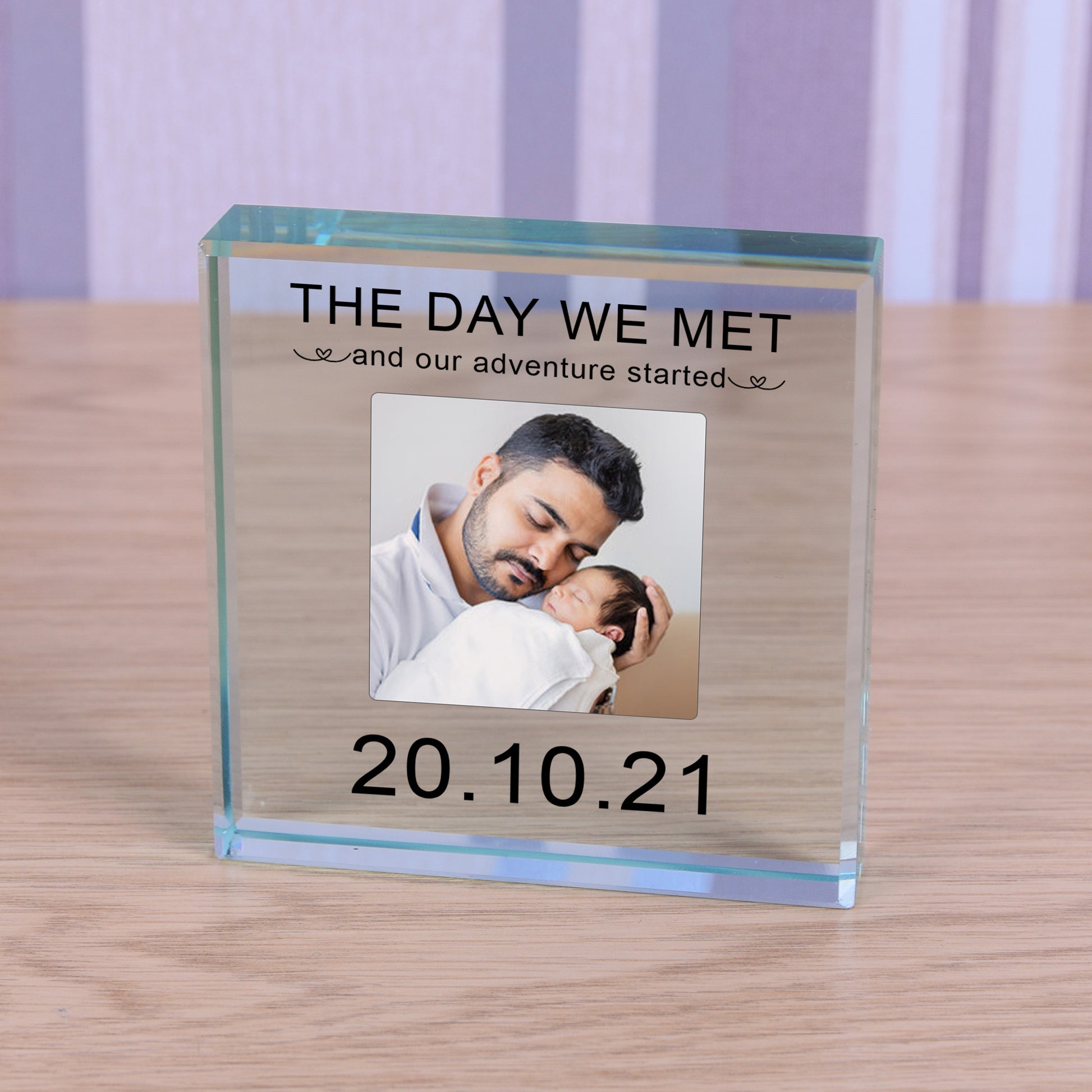 Personalised Photo Glass Token - The Day We Met Gift